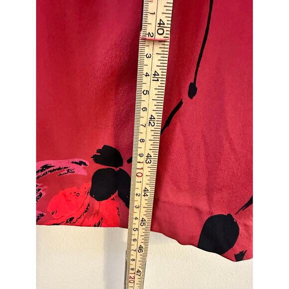 Vintage Carole Little St Tropez 100% Silk 80s Long Sleeve Red Floral Dress Large - Picture 8 of 8